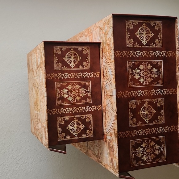 Set 2 Nesting Stackable Decorative Storage Box  Old World Map Design New - Picture 9 of 13